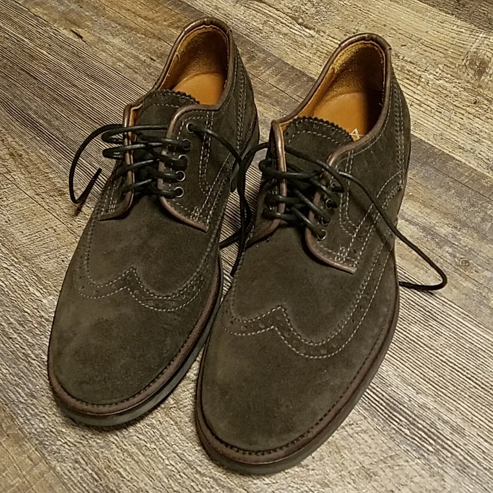 Aquatalia Olive Green Suede Wingtip Oxfords